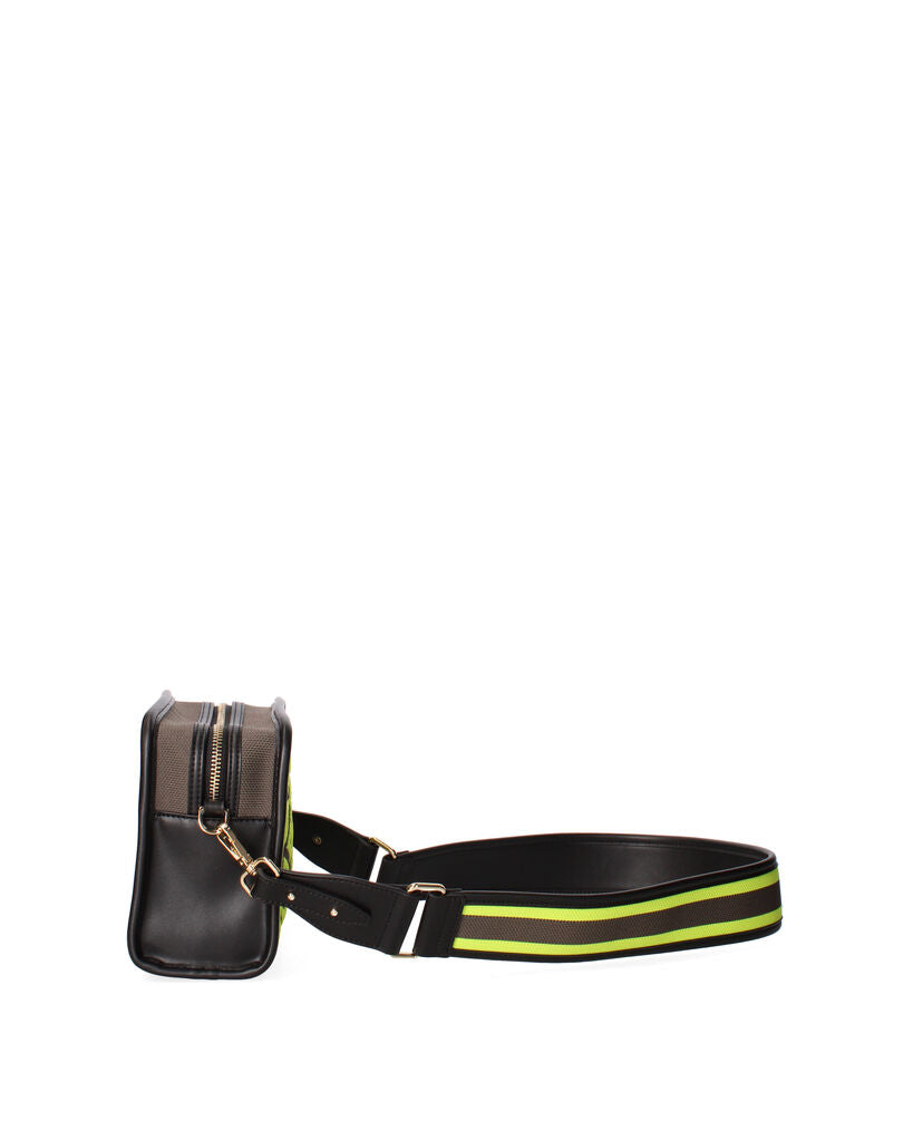 Black Geometric Woven Clutch with Vibrant Pattern