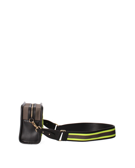 Black Geometric Woven Clutch with Vibrant Pattern