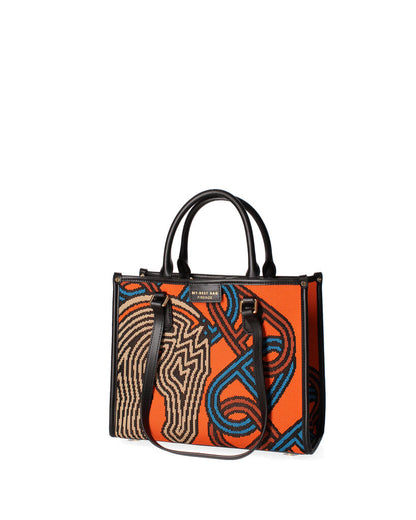Bright Abstract Patterned Tote with Double Handle