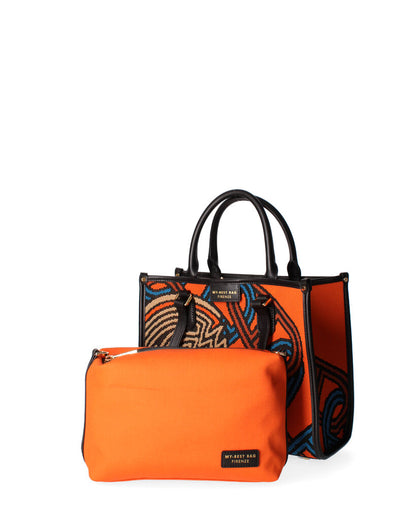Bright Abstract Patterned Tote with Double Handle