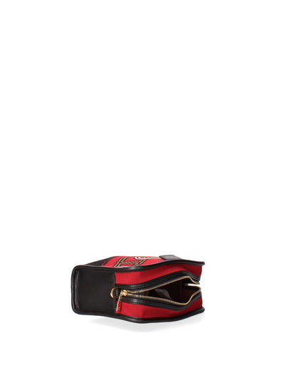 Red Abstract Woven Pouch with Artistic Pattern