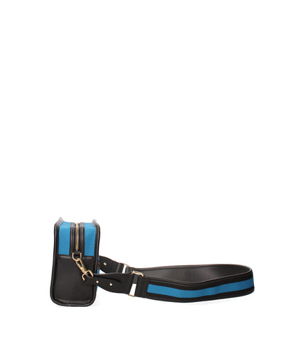 Blue Geometric Pattern Clutch with Zipper Closure