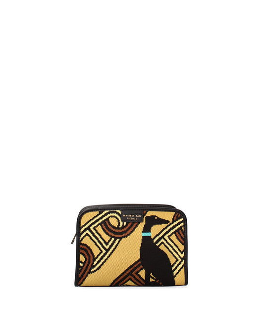 Yellow Geometric Canvas Pouch