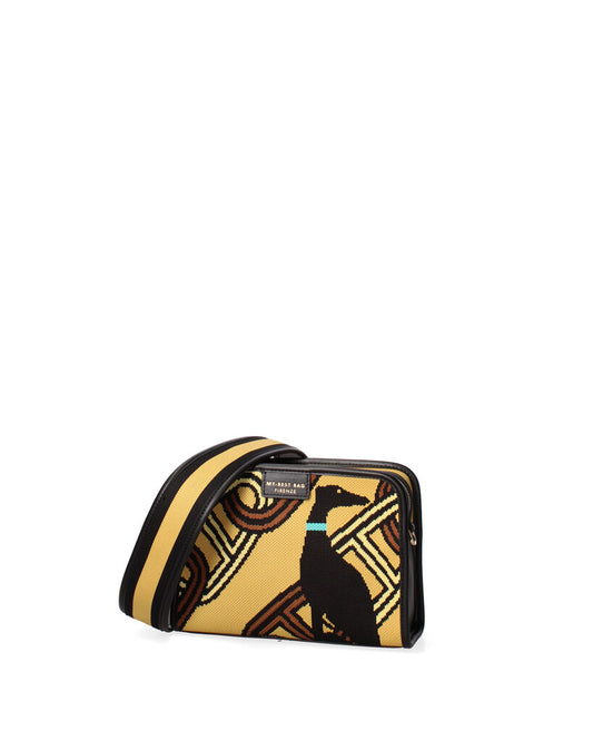 Yellow Geometric Canvas Pouch