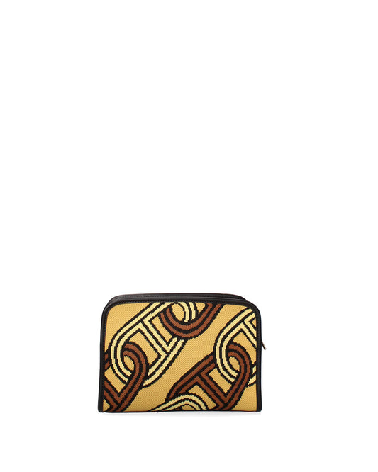 Yellow Geometric Canvas Pouch