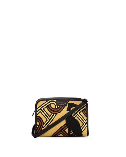 Yellow Geometric Canvas Pouch