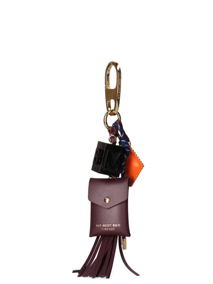 Purple Leather Keychain with Tassel Detail