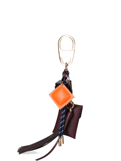 Purple Leather Keychain with Tassel Detail