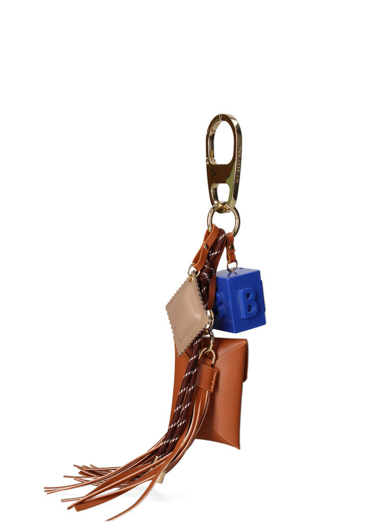 Brown Leather Keychain with Tasseled Detail