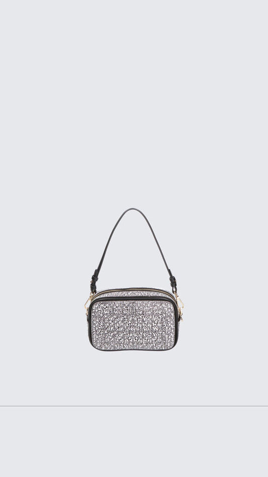 Silver Textured Compact Bag with Handle