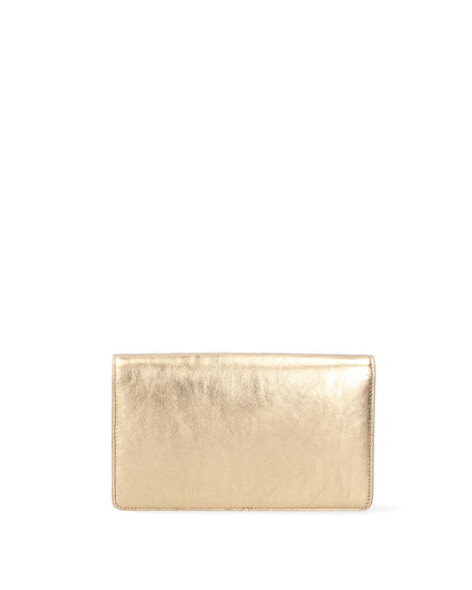 Gold Metallic Clutch with Envelope Design