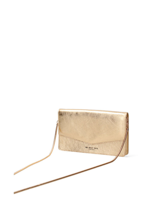 Gold Metallic Clutch with Envelope Design