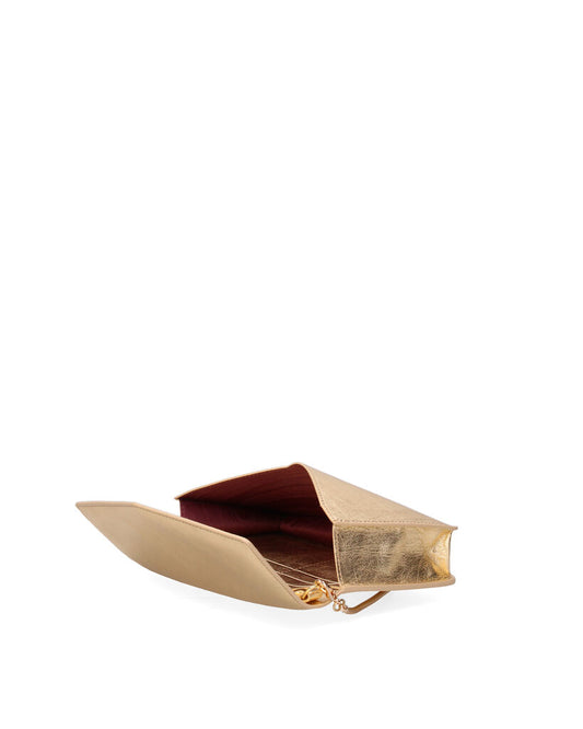Gold Metallic Clutch with Envelope Design