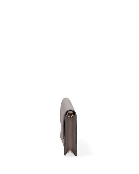 Taupe Envelope Clutch with Subtle Logo
