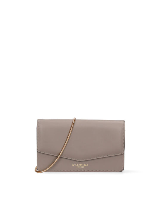 Taupe Envelope Clutch with Subtle Logo