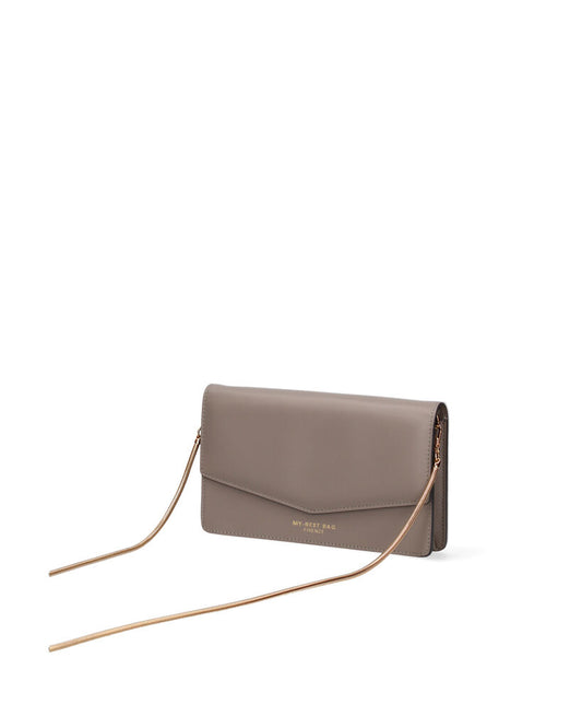 Taupe Envelope Clutch with Subtle Logo