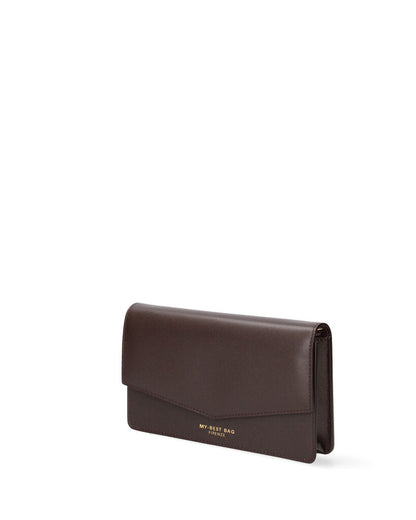 Dark Brown Leather Envelope Clutch with Elegant Closure