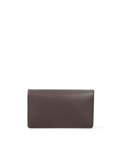 Dark Brown Leather Envelope Clutch with Elegant Closure