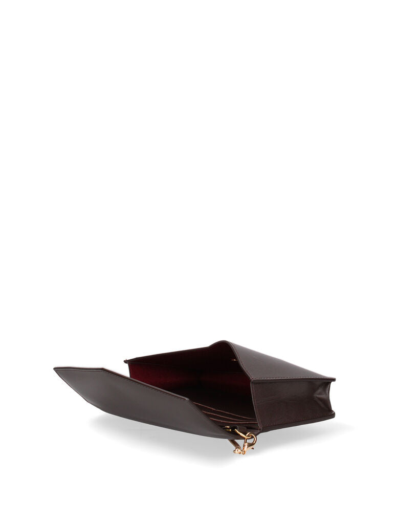 Dark Brown Leather Envelope Clutch with Elegant Closure