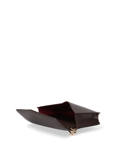 Dark Brown Leather Envelope Clutch with Elegant Closure
