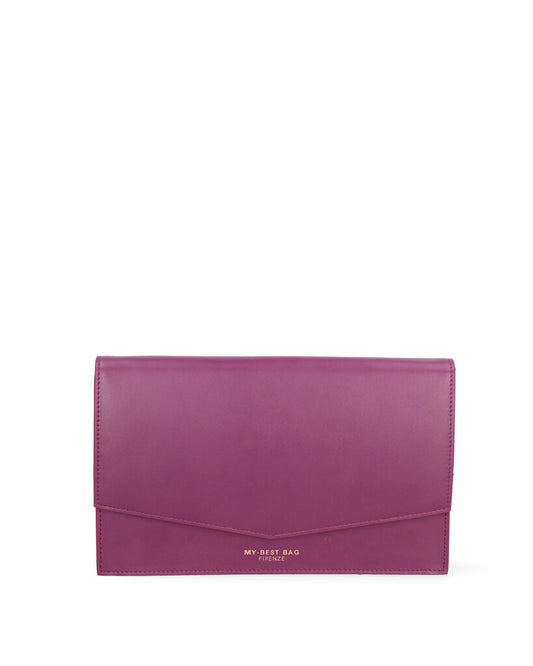 Violet Smooth Envelope Clutch with Subtle Branding