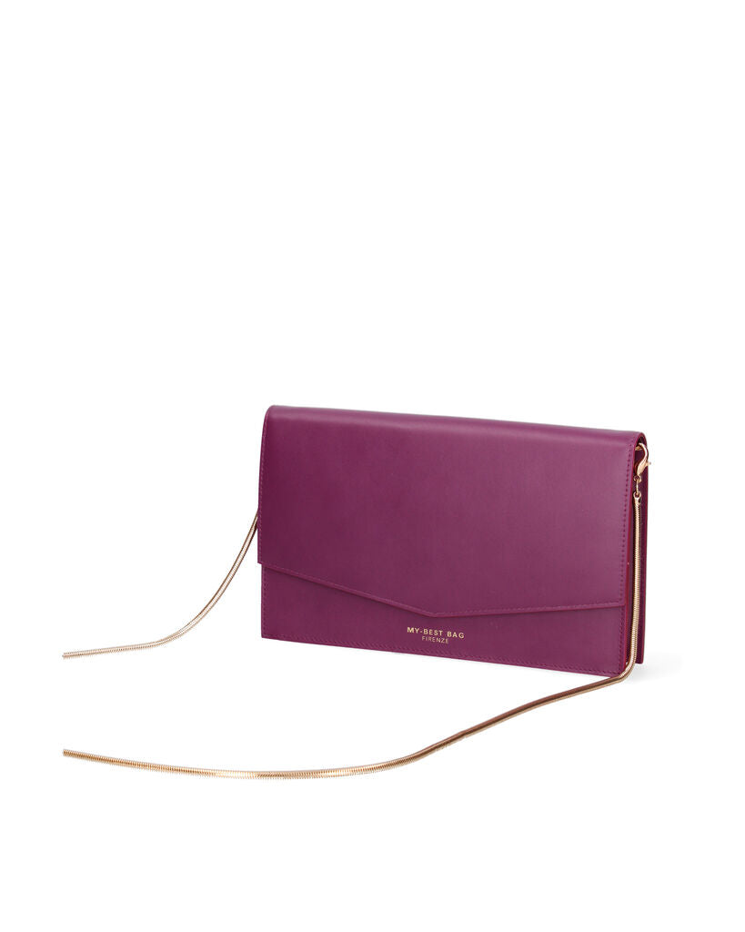 Violet Smooth Envelope Clutch with Subtle Branding