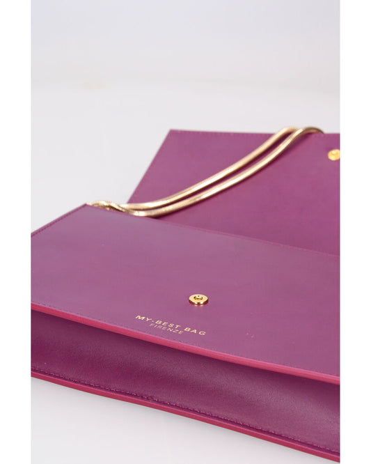 Violet Smooth Envelope Clutch with Subtle Branding