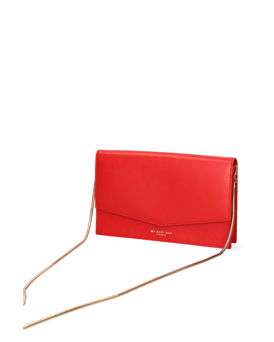 Red Structured Envelope Clutch with Sleek Design
