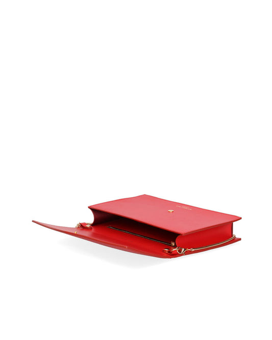 Red Structured Envelope Clutch with Sleek Design