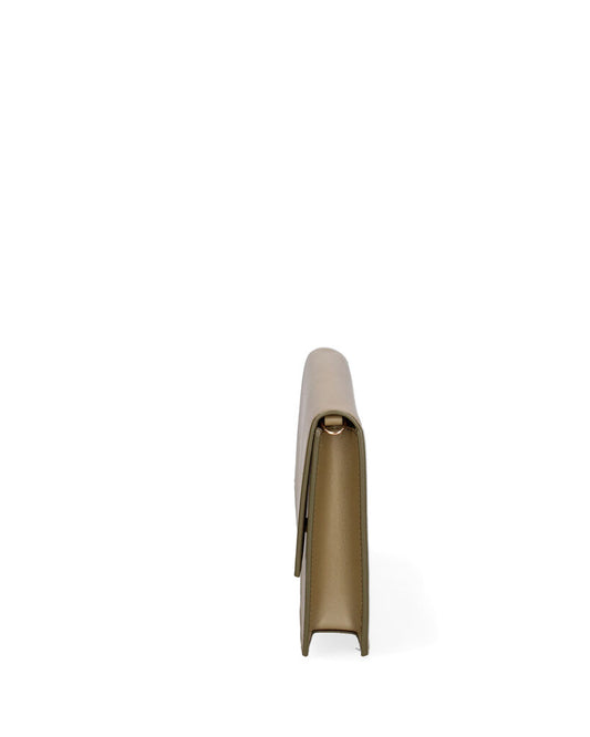 Tan Envelope Clutch with Subtle Logo