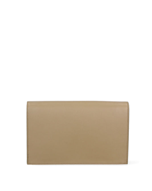 Tan Envelope Clutch with Subtle Logo
