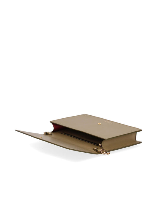 Tan Envelope Clutch with Subtle Logo