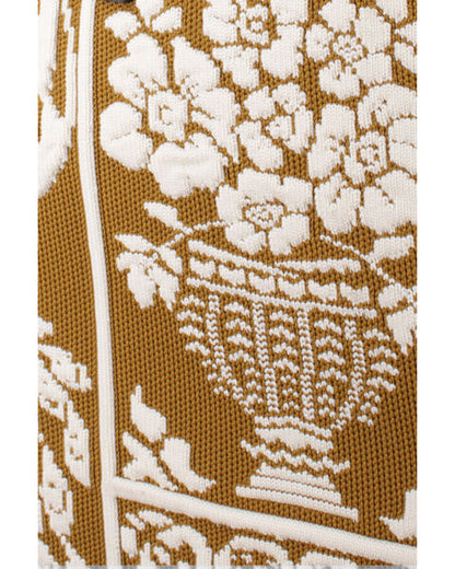 Brown Canvas Tote Bag with Elegant Pattern