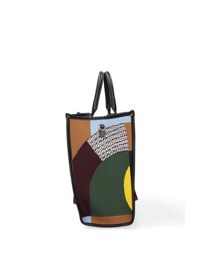 Multicolor Canvas Tote Bag with Rhino Design