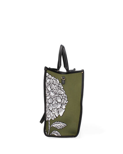 Multicolor Canvas Tote Bag with Snake and Floral Design
