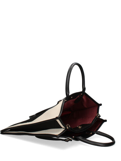 Black Canvas Tote with Leather Trim and Dual Handles