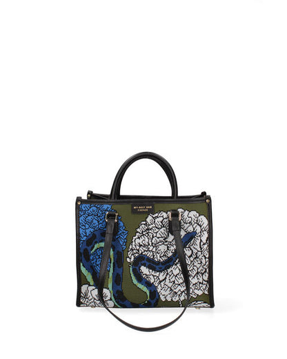 Multicolor Canvas Tote Bag with Abstract Print