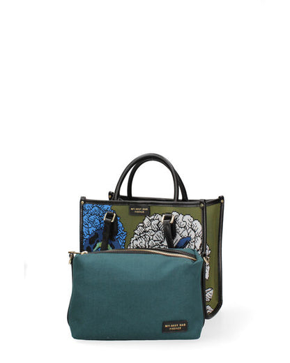 Multicolor Canvas Tote Bag with Abstract Print