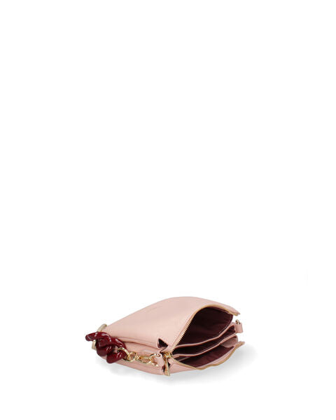 Pink Leather Crossbody Bag with Chain Strap