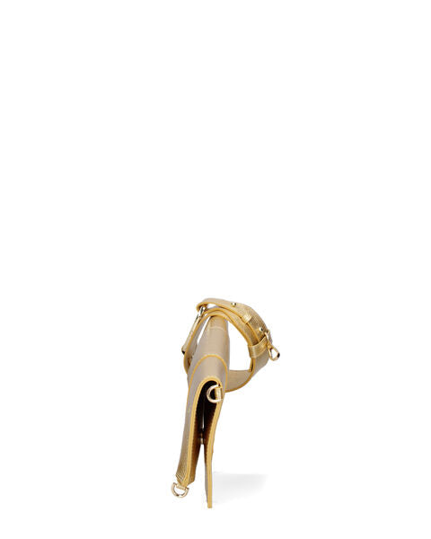 Gold Textured Clutch with Wide Strap