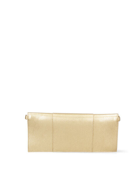 Gold Textured Clutch with Wide Strap