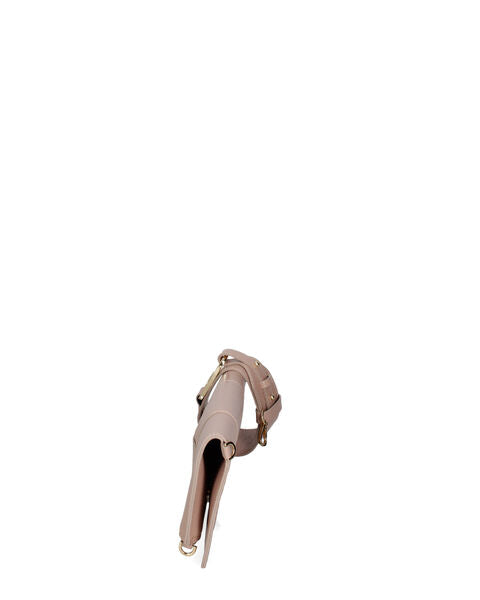 Taupe Textured Belt Bag with Gold Buckle