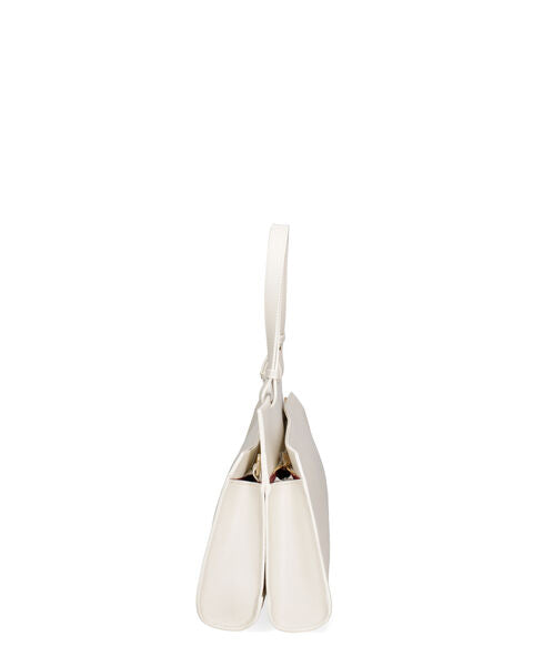 Ivory Structured Tote Bag with Adjustable Handles