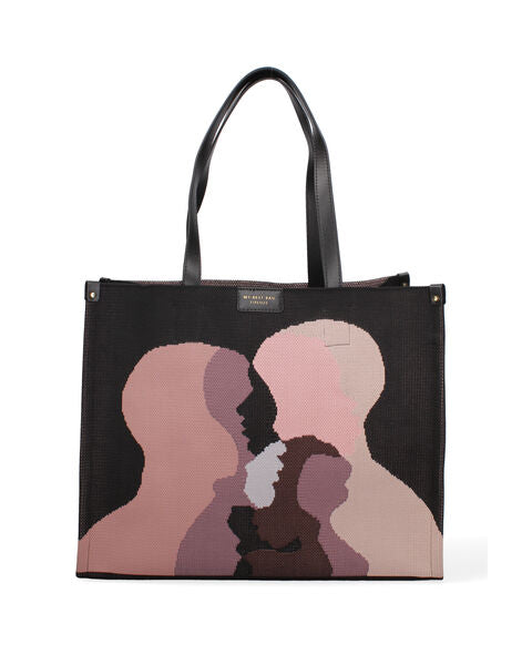 Abstract Canvas Tote with Matching Pouch