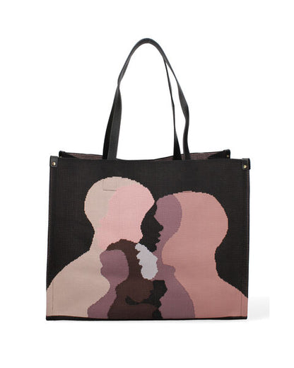 Abstract Canvas Tote with Matching Pouch