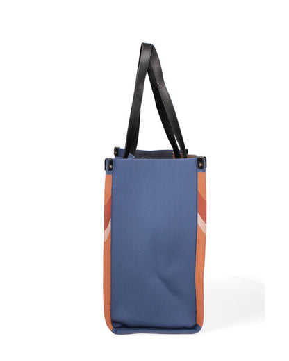 Abstract Canvas Tote with Leather Handles