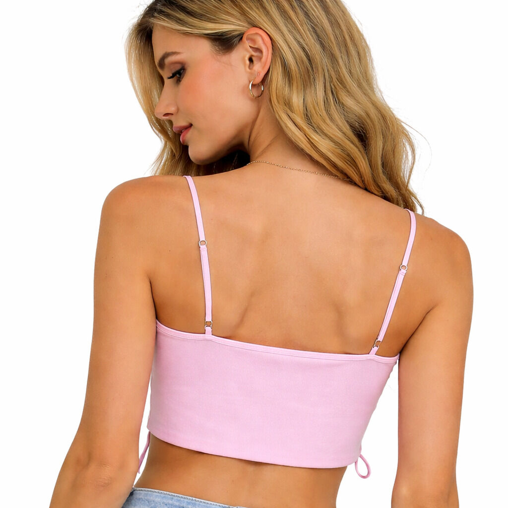 Pink Crop Top with Spaghetti Straps