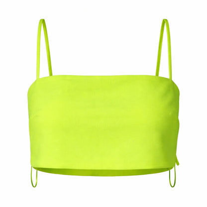 Neon Green Cropped Top with Spaghetti Straps