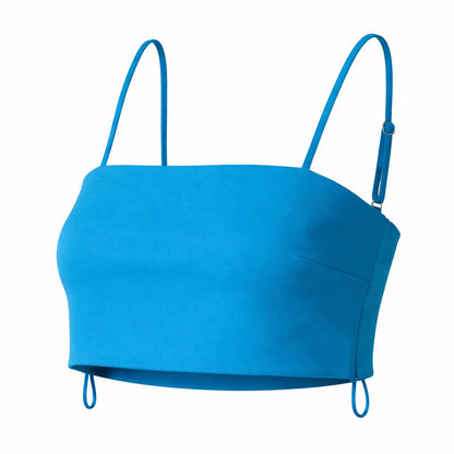 Blue Crop Top with Spaghetti Straps