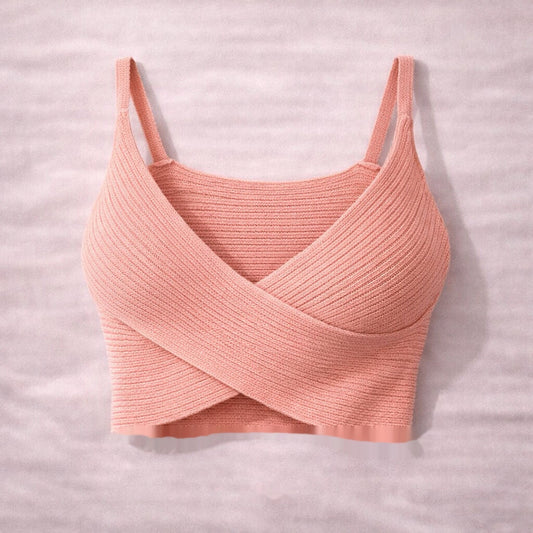 Coral Knit Wrap Crop Top
